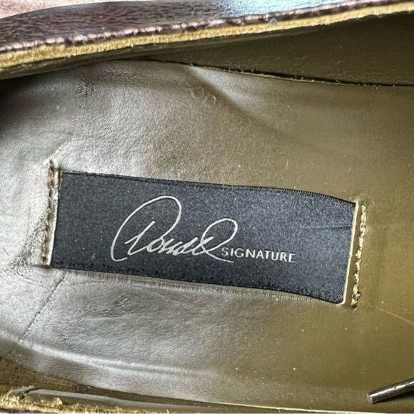 RARE Donald J Pliner Signature Autographed Leather Oxfords – Metallic Brown main image 6